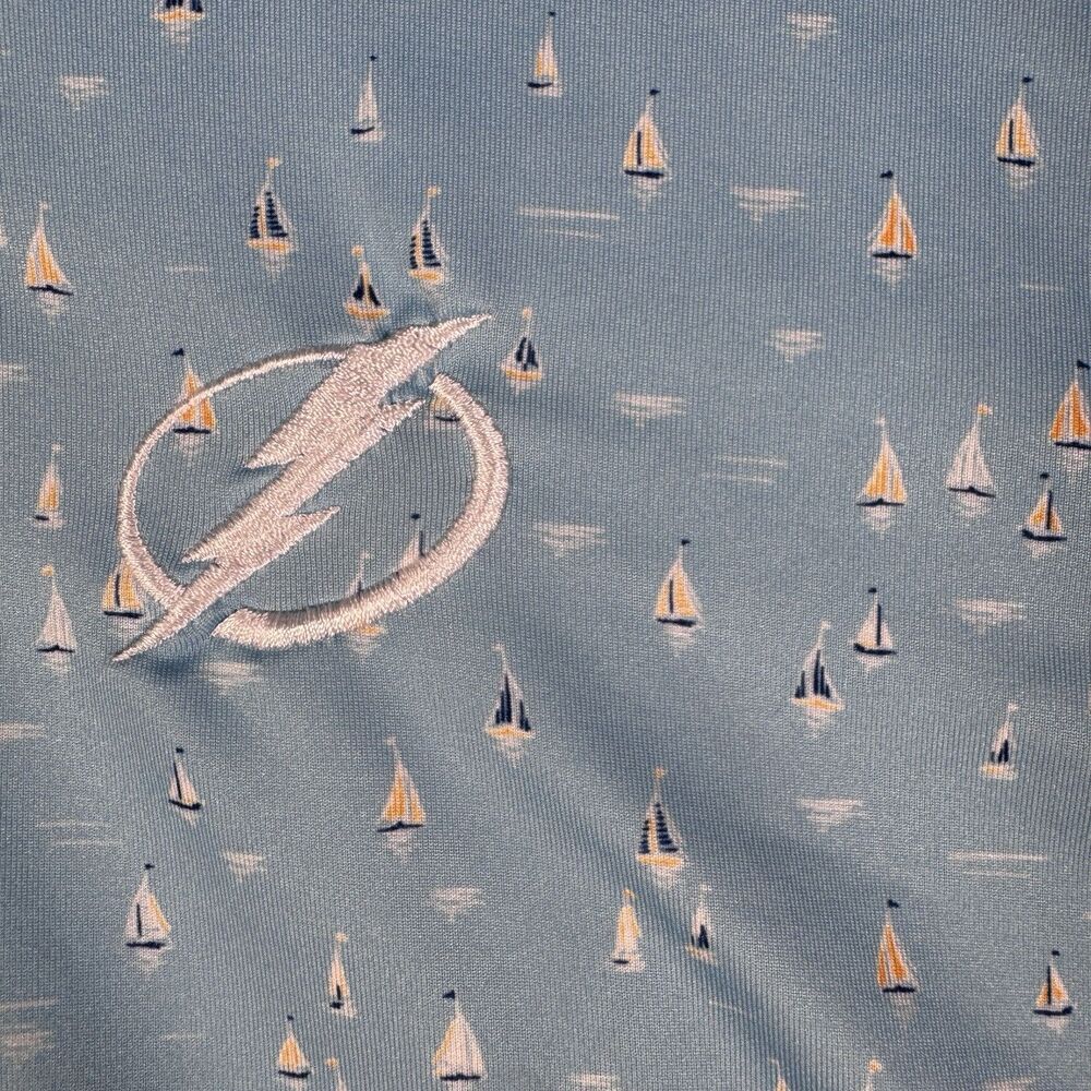Peter Millar Shirt Mens Size Large Blue Summer Comfort Polo Golf Sailboat Print